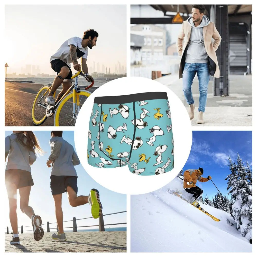 Snoopy Boxer Briefs for Men - Giggle Print Polyester Blend