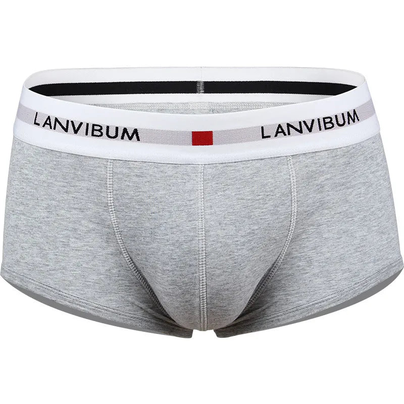Men's Cotton Boxer Shorts with Convex Pouch in Solid Colors