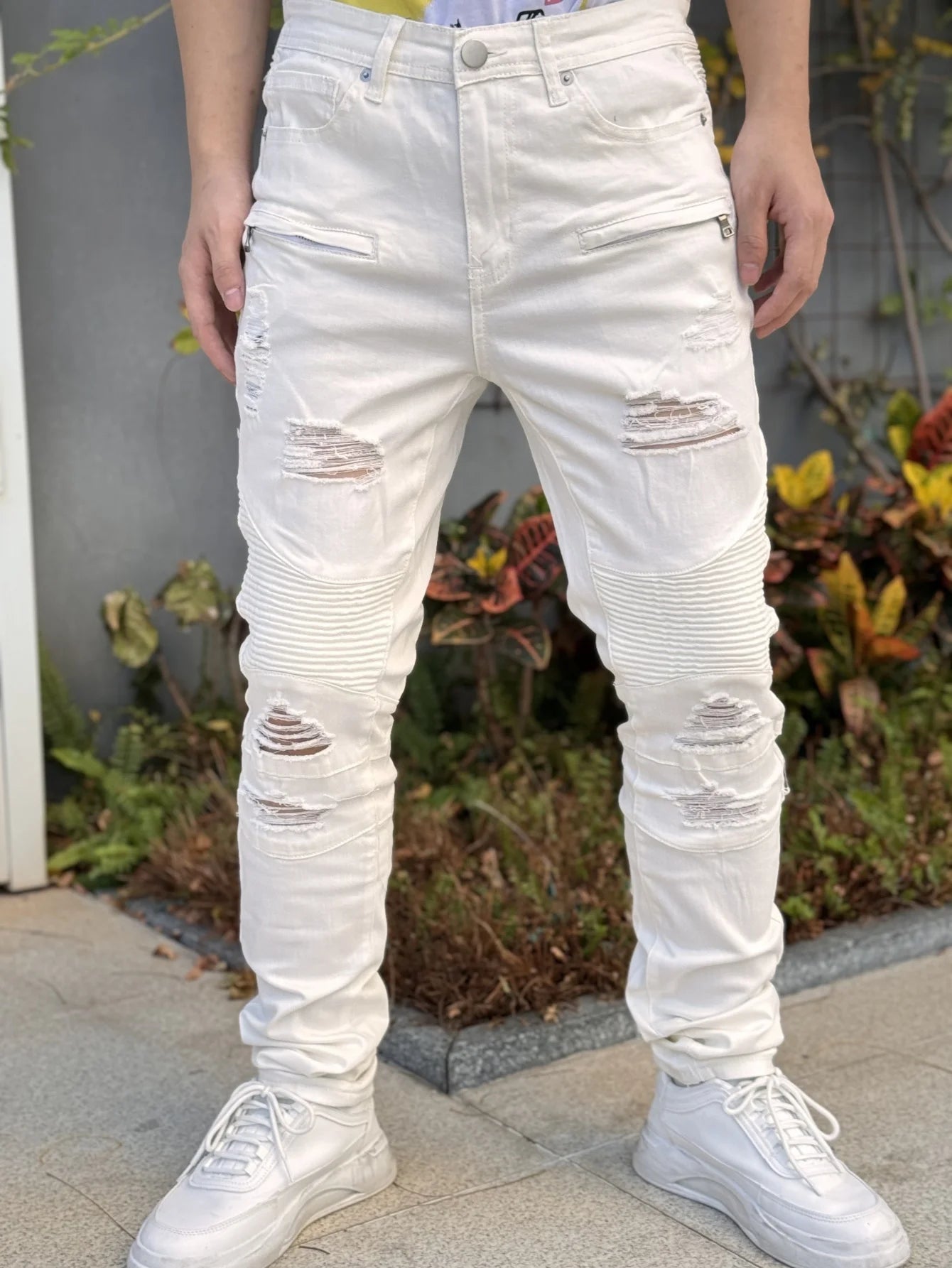 Men's Slim Fit Jeans in White Cotton Blend