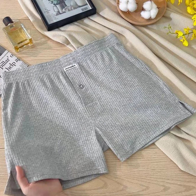 Mens Underwear Stretch Cotton Boxer Shorts Threaded Aro Pants Sleepwear Loungewear Shorts Boxers Male Underpants Panties 1PCS