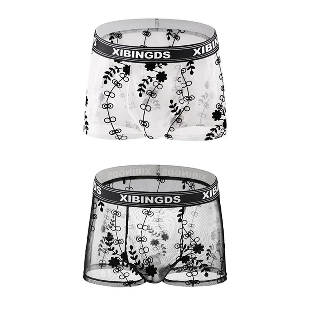See Through Mesh Boxer Briefs for Men