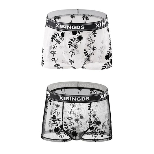 Nylon See Through Mesh Boxer Briefs for Men