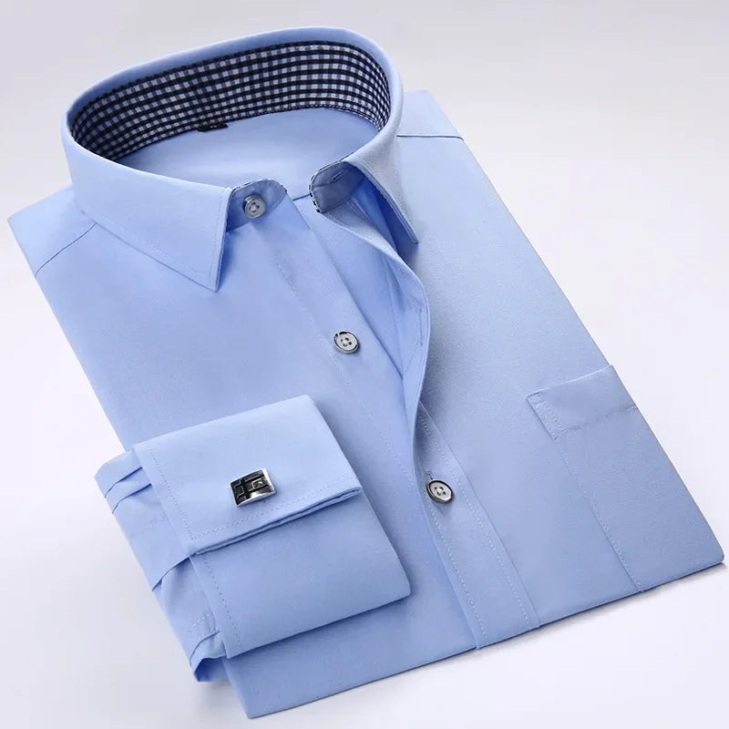 Men's Long Sleeve Formal Striped Dress Shirt
