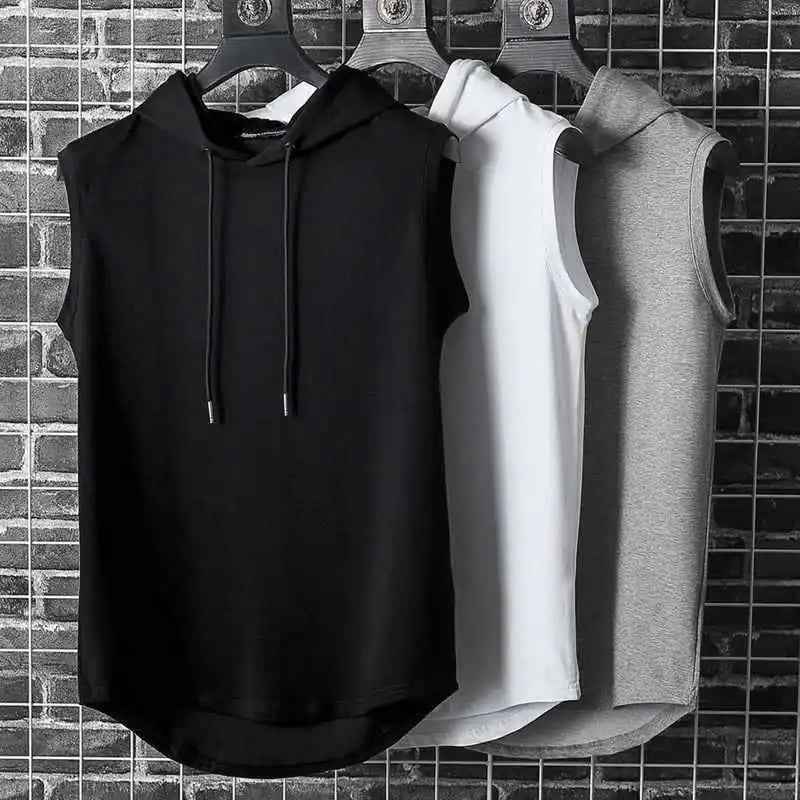 2025 Brand New Men's Tank Tops Vest Sleeveless Tees For Male Hooded Man Vests Tops Hip Hop Men Tank Top Hoody T shirt Male Mens